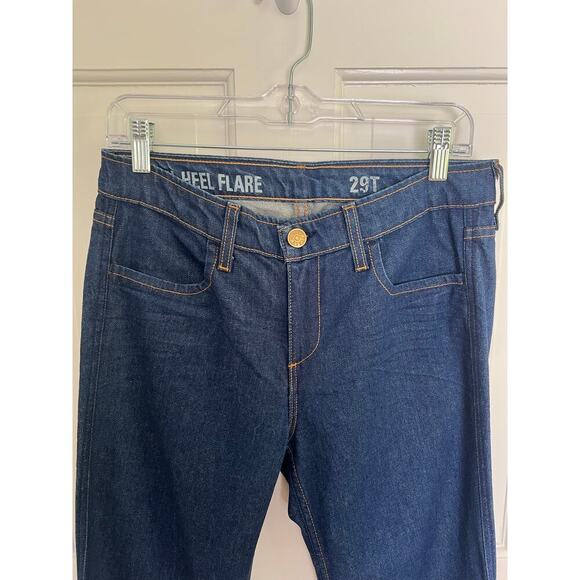 J. Crew Women's 29 Tall High Heel Flare Jeans Dark Wash Faded Blue Made In USA - Picture 6 of 15